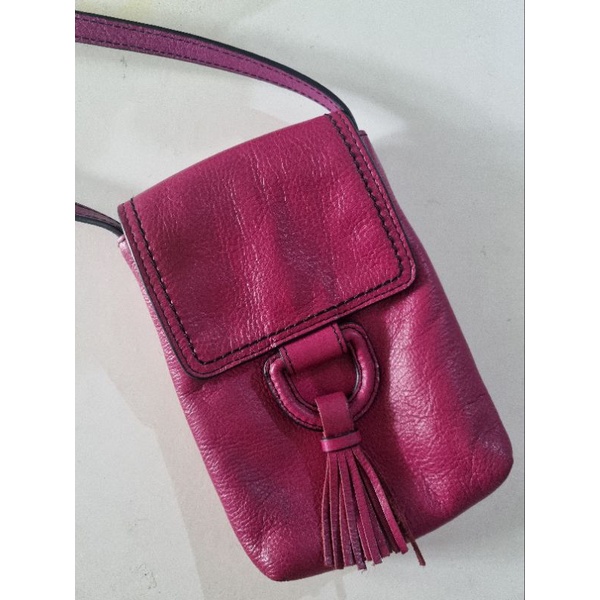 Preloved Tas HP Fossil with Tassel ORI warna fuchsia