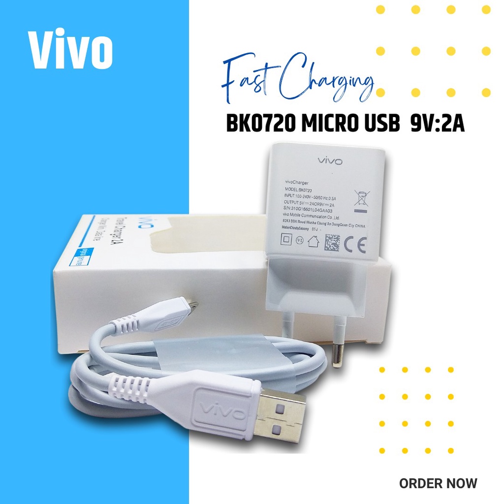 Travel Charger Vivo Y12 Y12S Y15 Y17 Y71 Y91 Y93 Y95 Micro USB Charger Vivo BK-0720