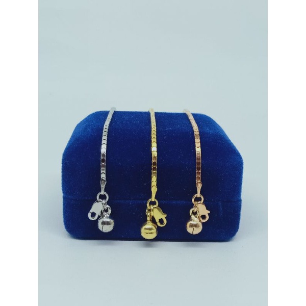 gelang milano kaca +1 bel silver925 / gelang tangan perak asli lapis emas - perhiasan perak asli lapis emas putih