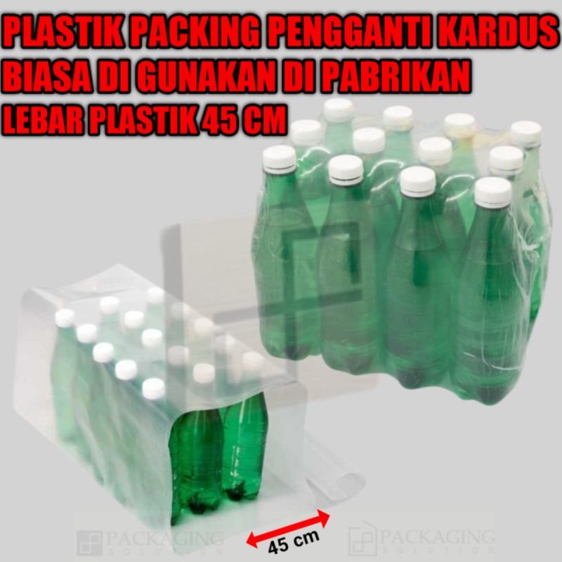 

packing botol plastik segel pengganti kardus luar kemasan lebar plastik 45 cm