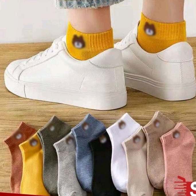 Kaos Kaki Beruang Coklat / Kaos Kaki Ankle Cute / Short Socks / Kaos