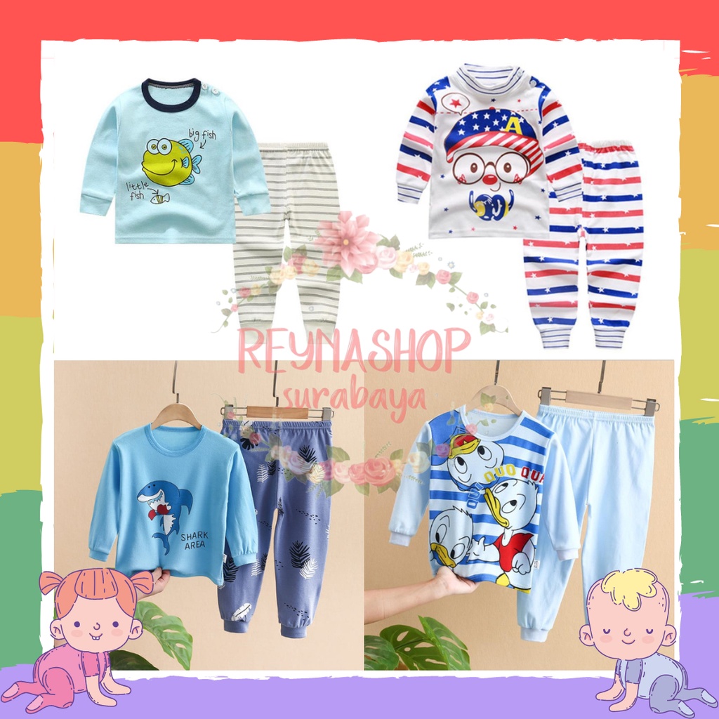 (7 TAHUN) SALE Setelan Panjang Anak PP Import Baju Piyama Anak Baju Tidur Motif Lucu