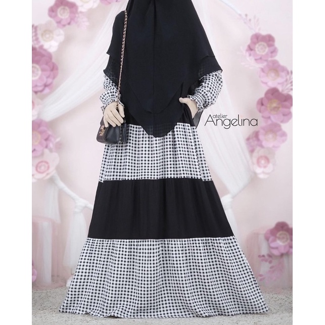 NWT ATELIER ANGELINA BELLA DRESS PLAID COMBINE BLACK XL