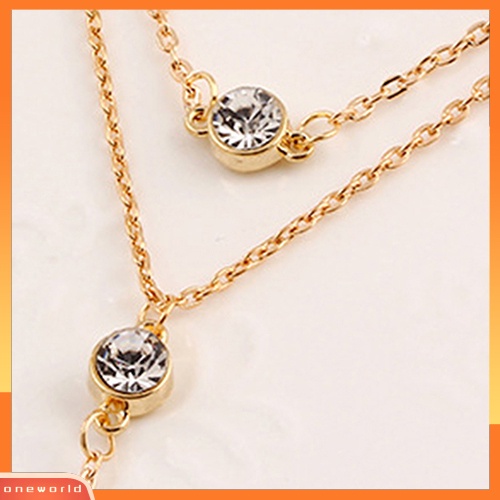 [WONE] Rantai Multilayer Wanita Berlian Imitasi Liontin Choker Kalung Perhiasan Charm