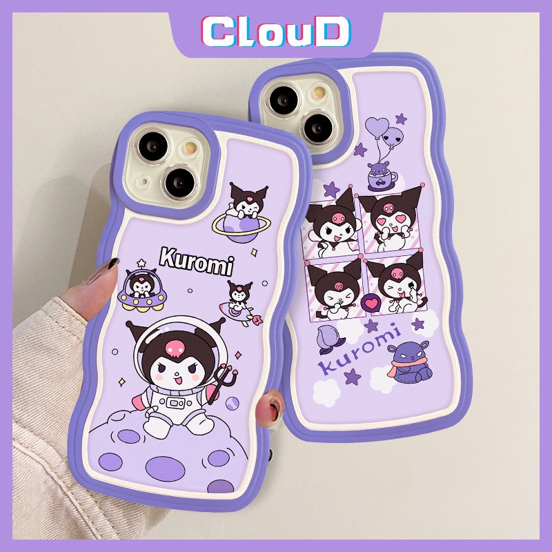 Case Samsung A14 A04 A12 A33 A53 A13 A22 A32 A50s A52 A50 A21s A03s A52s A30s M32 A04E A11 A51 A02s A23 A04s A03 F22 A20 M22 A31 Kartun Lucu Astronot Kuromi Lembut Bergelombang Penutup Tepi