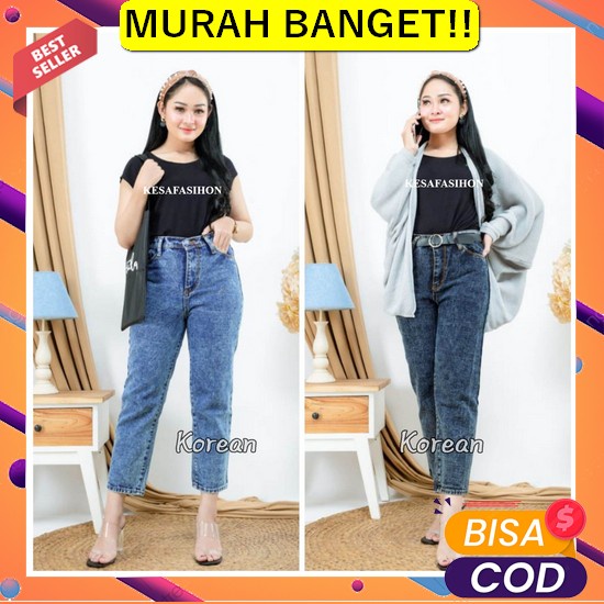 Celana Jins Wanita Kekinian Jumbo Sobek Boyfriend Jeans Murah Ter Sy33 Terbaru Bf Snow Celana Boyfri