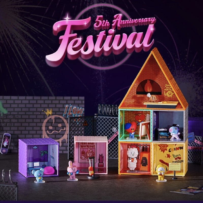 FIGURE BT21 SPECIAL 5TH ANNIVERSARY MINI FIGURE DOLL BT21 HOUSE FIGURINE KARAKTER BT21