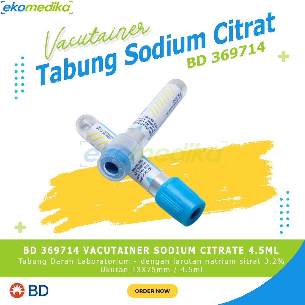 BD 369714 Vacutainer sodium Citrat Blood Collection 4.5 ml 13x75mm 100