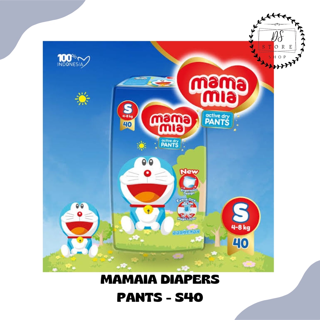 Pempers Popok Bayi Mamamia Active Dry Pants Diapers S 40 Pcs