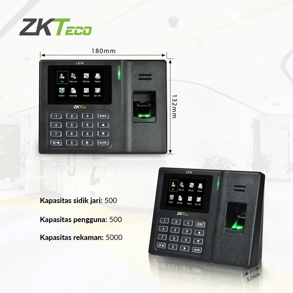 finger print mesin absensi ZKT eko LX14 500 user