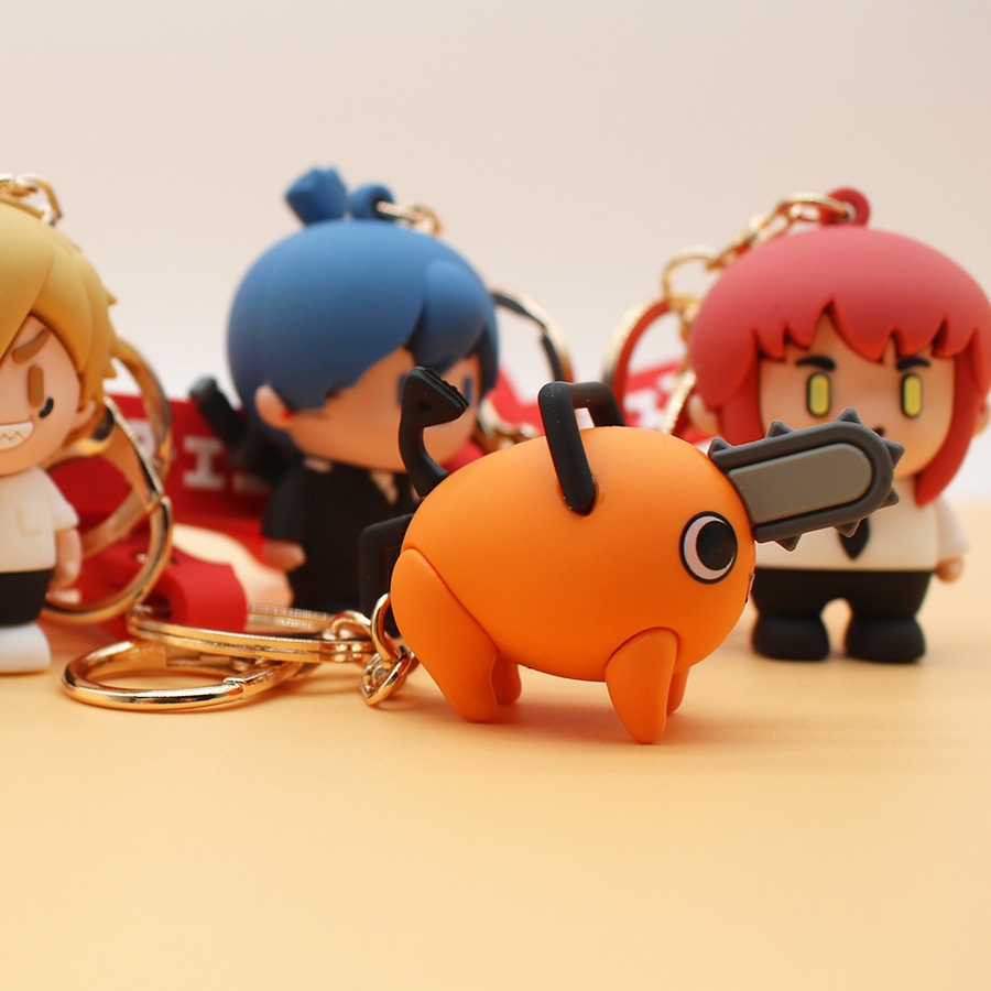 Anime Chainsaw Man Gantungan Kunci Wanita Lucu Kartun Silicone Keyrings Denji Pochita Boneka Liontin Kunci