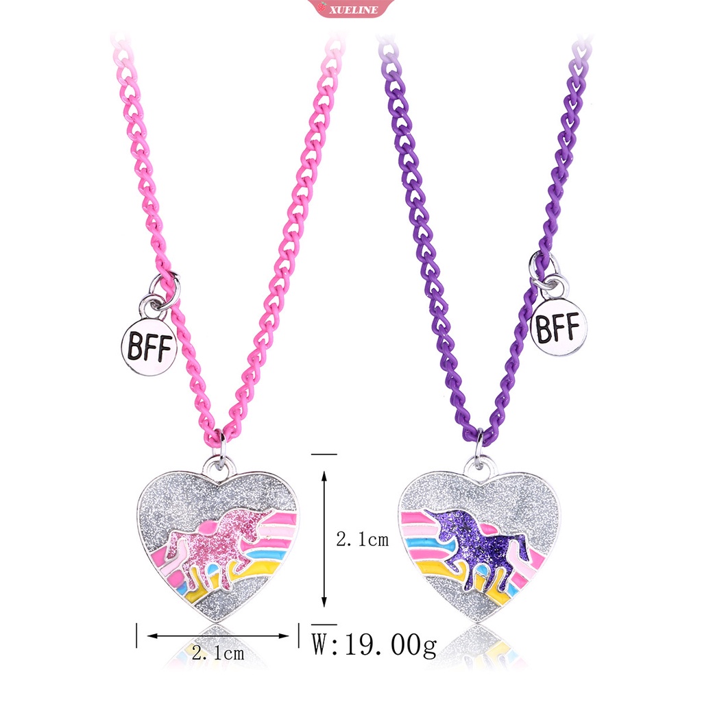 Gadis Warna-Warni Pelangi unicorn Liontin Kalung Kartun Hewan Kuda Hati Kalung Wanita Liontin Perhiasan Aksesoris [ZXL]