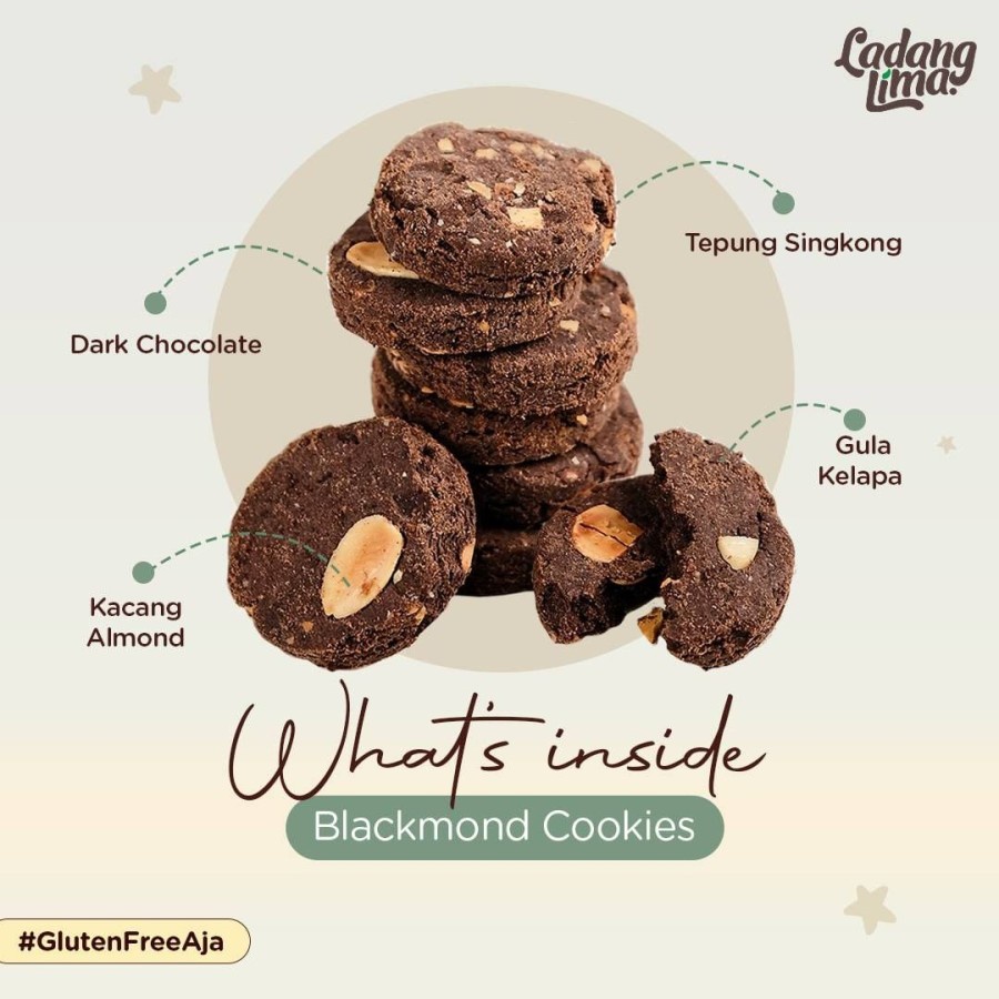 Ladang Lima | Blackmond Cookies 180gr | Cookies Sehat Gluten Free