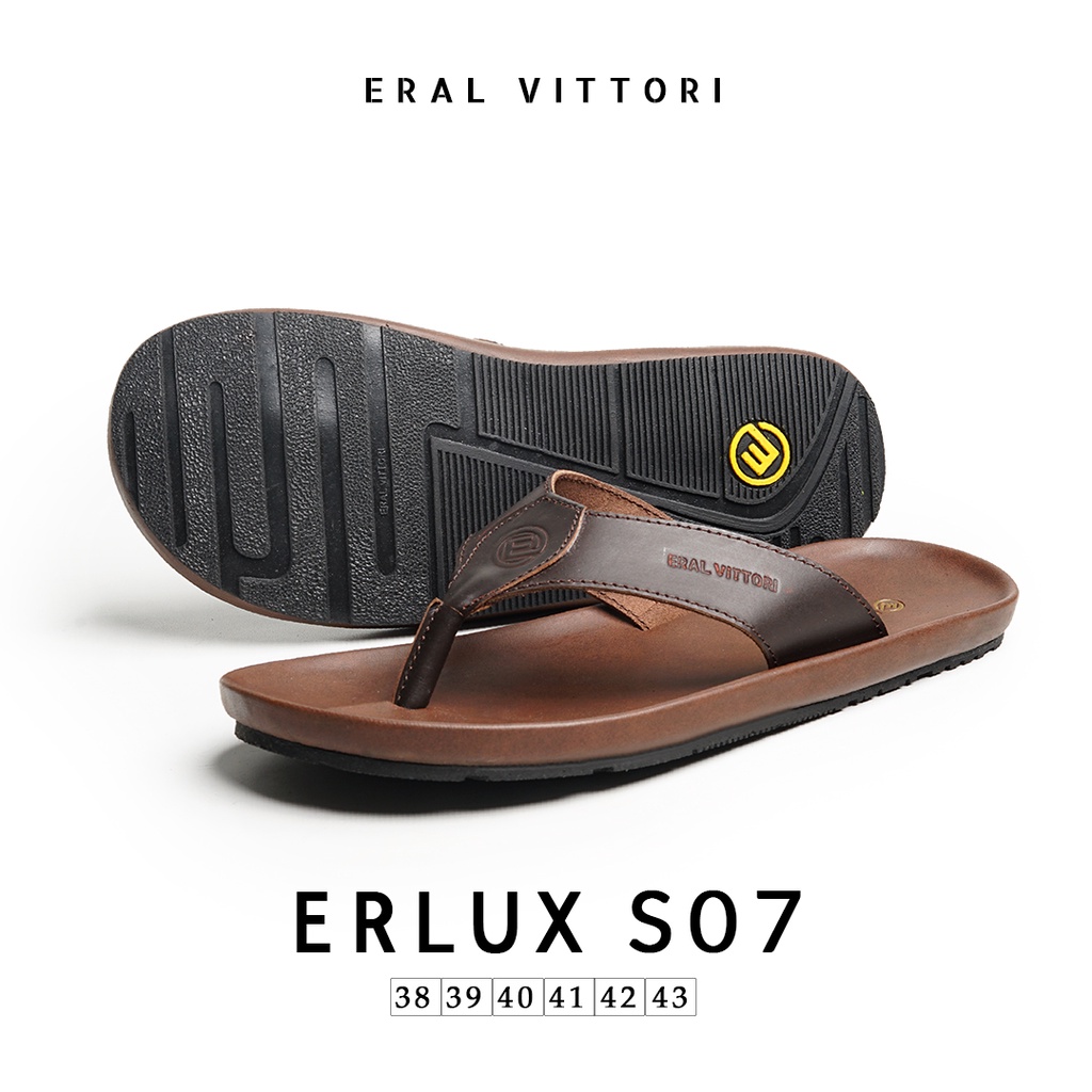 Eral Vittori - Erlux S07 Sandal Jepit Pria Kulit Kasual Harian