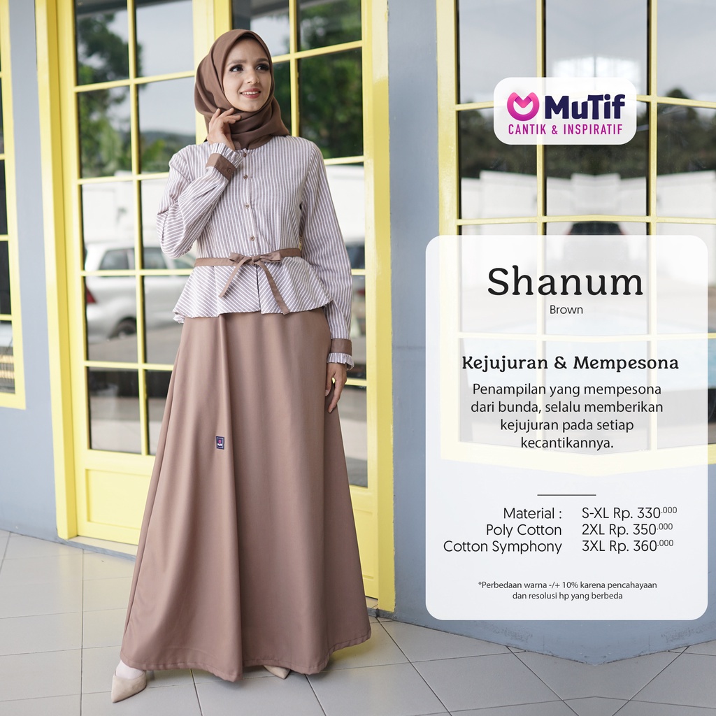 MUTIF | Shanum Beaver Brown - Toffee | Dress Muslimah | Gamis MuTif / ORI 100%