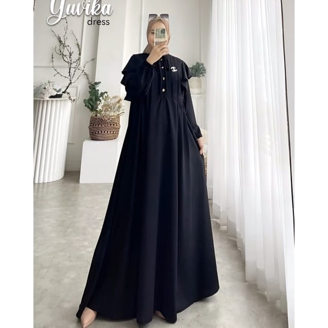 Gamis Kekinian Terbaru 2022 Viral Yuvika Dress (FREE BROSS) Baju Wanita Jumbo Busui Friendly Outfit Kondangan Matt Crinkle AirFlow