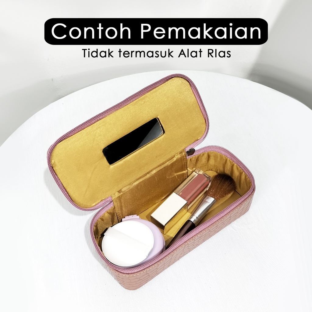 Pouch lipstik beauty case make up tempat kosmetik polos mini travel organizer tas kosmetik kecil cosmetic bag kuas makeup korean murah