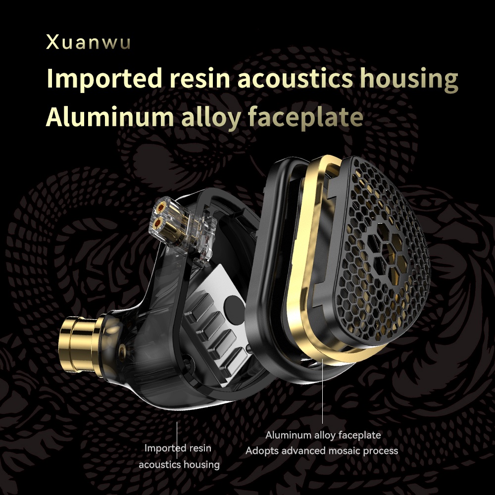 Trn Xuanwu Planar+BA Hybrid HIFI Earphone Ortodinami Driver Menjalankan Olahraga Headphone In-ear DJ Musik Headset Earbuds