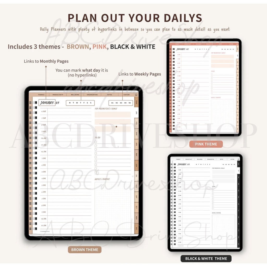 Digital Planner - Undated Portrait Digital Planner + BONUS STICKER