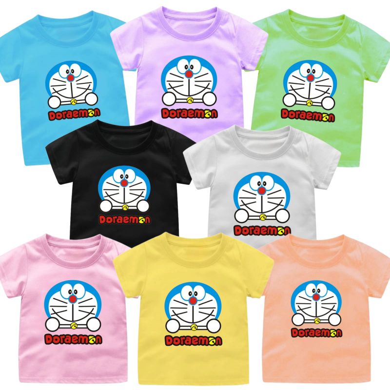 BAJU KAOS ANAK CEWEK/COWOK 1-12 TAHUN KEPALA DORAEMON