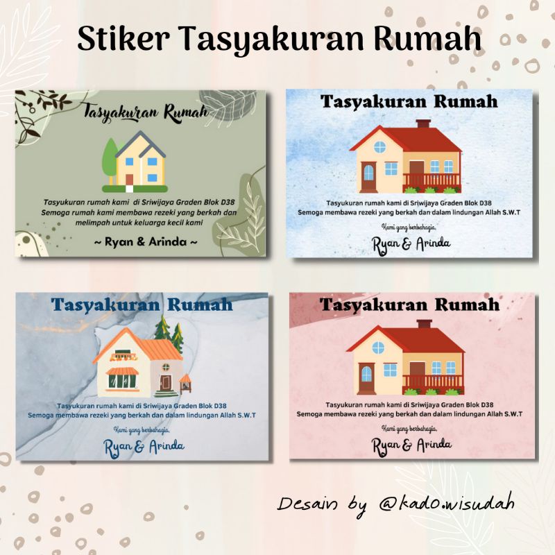 Jual kartu stiker tasyakuran rumah baru atau pindah rumah kekinian