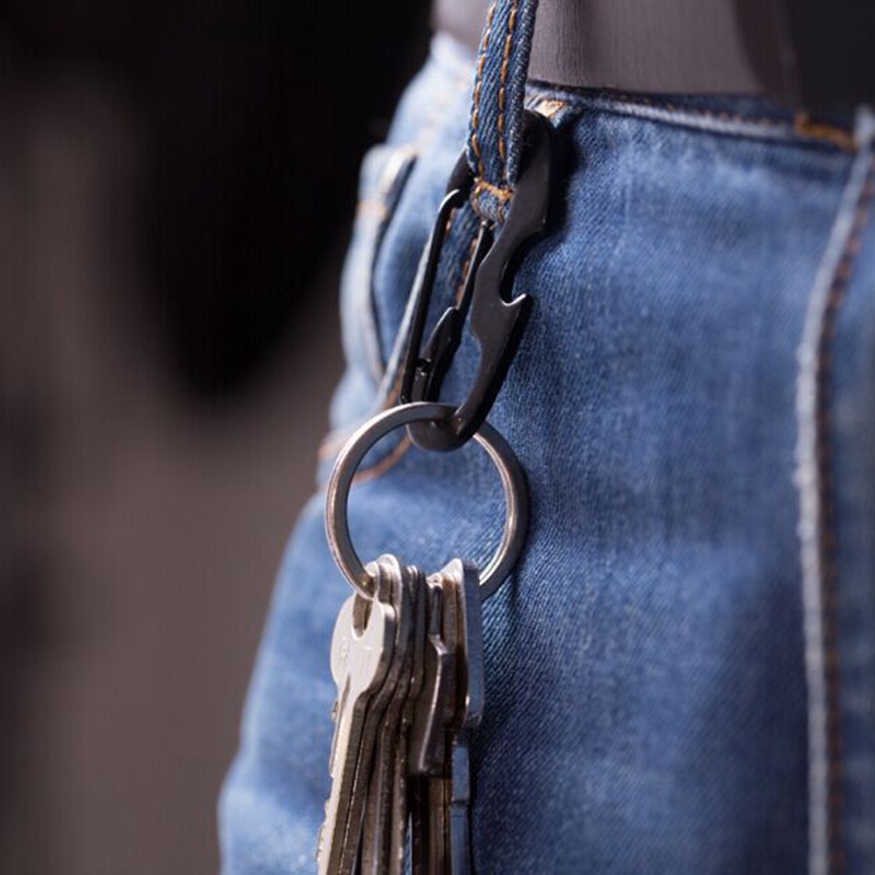 Gesper Ransel Hitam Tahan Lama Bentuk D Multi Fungsi Pembuka Botol Gantungan Kunci Kait Musim Semi Gesper Panjat Bahan Stainless Steel Untuk Pendakian Luar Ruangan