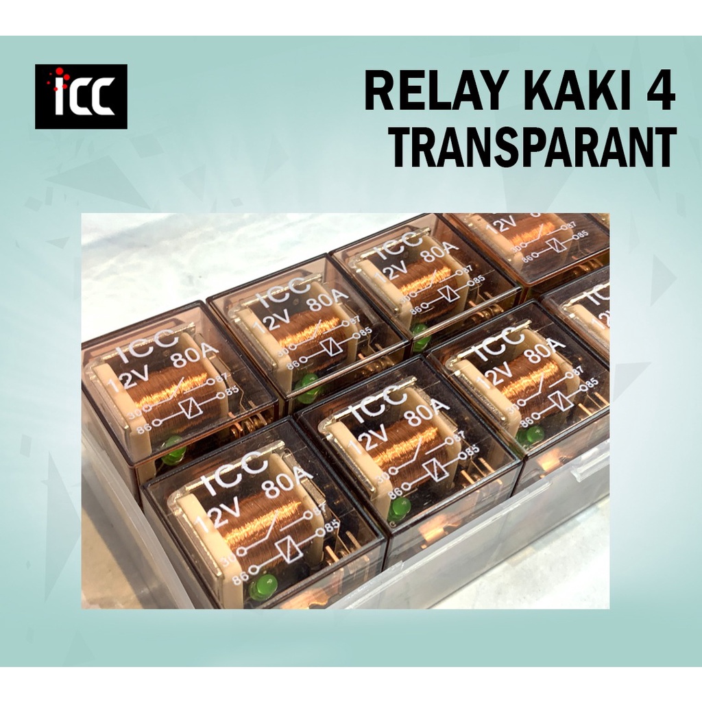 Relay Klakson Transparan Kaki 4 12V 40A Riley Relay Alarm Motor Mobil