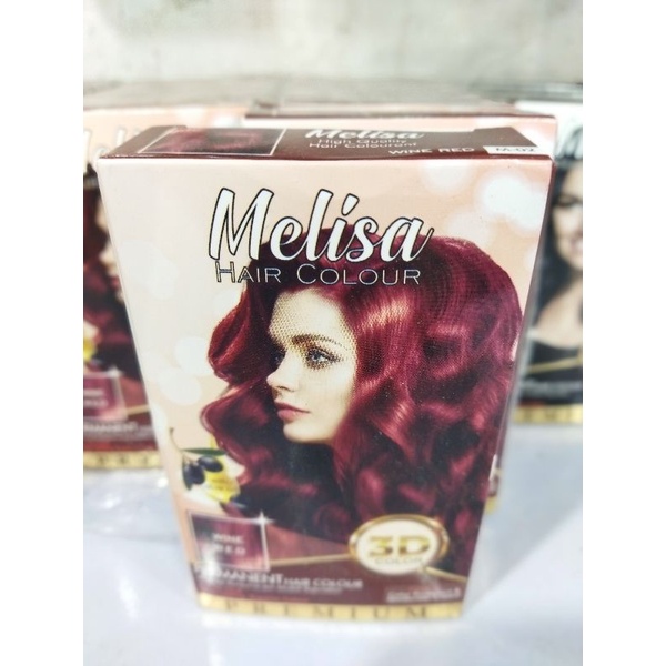 Melisa Hair Colour | Melisa Permanent Hair Colour | Melisa Hair Colour 3D Cat Rambut Melisa Natural Black -Dark Brown-Whine red-Brown-Beauty red-Golden Brown