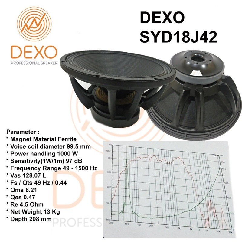 SPEAKER DEXO 18" SYD18J42 SPIKER DEXO SYD-18J42 18 inch