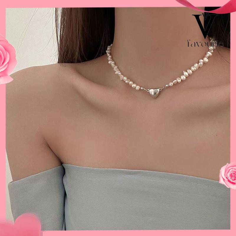 CODKalung Wanita Mutiara Cinta Serba Gesper Magnet Desain Sense Aksesori Rantai Tulang Selangka-FA