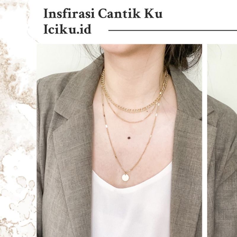 Kalung Liontin Multilayer Necklace Double Layer Aksesoris Premium