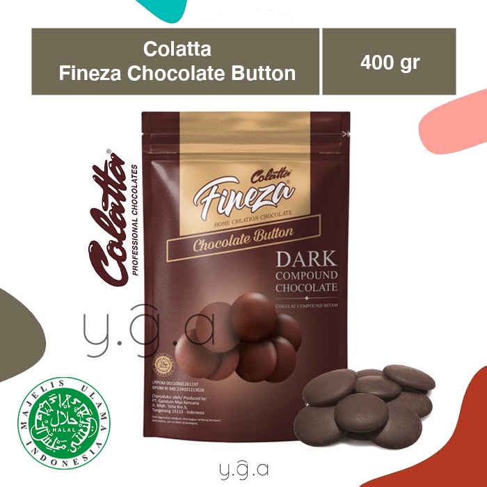 

Colatta Fineza Dark Chocolate Button 400gr / Collata Coklat Kancing / Cokelat Koin