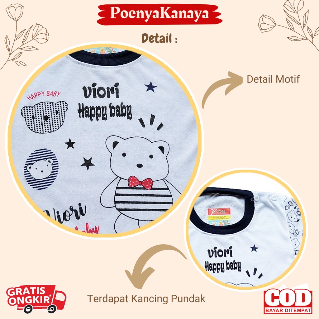 Setelan Baju Bayi Piyama Bayi Panjang HAPPY BABY BEAR Viori Size 3-12 Bulan SPY03