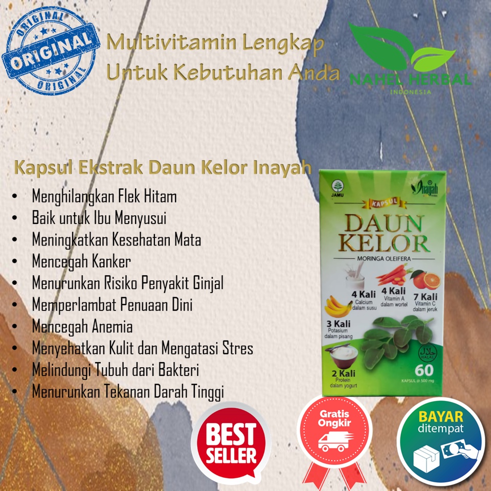 Kapsul Daun Kelor Inayah Napsu Dewasa Dan Bayi - Kemasan Baru Obat Gemuk Penambah Nafsu Makan Anak 1