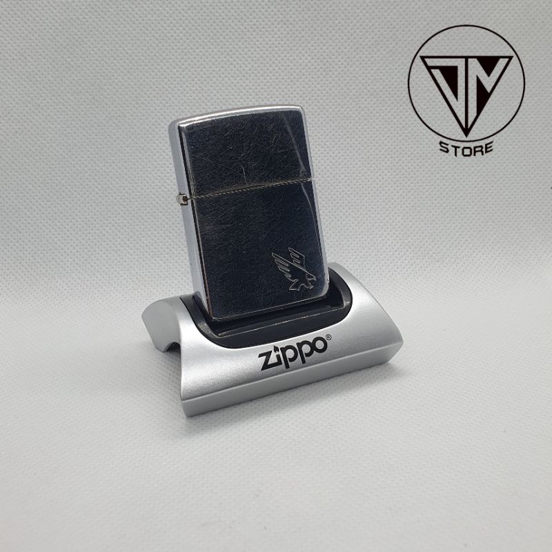 KOREK ZIPPO EAGLE STREET CHROME THN 1992 ORIGINAL USA