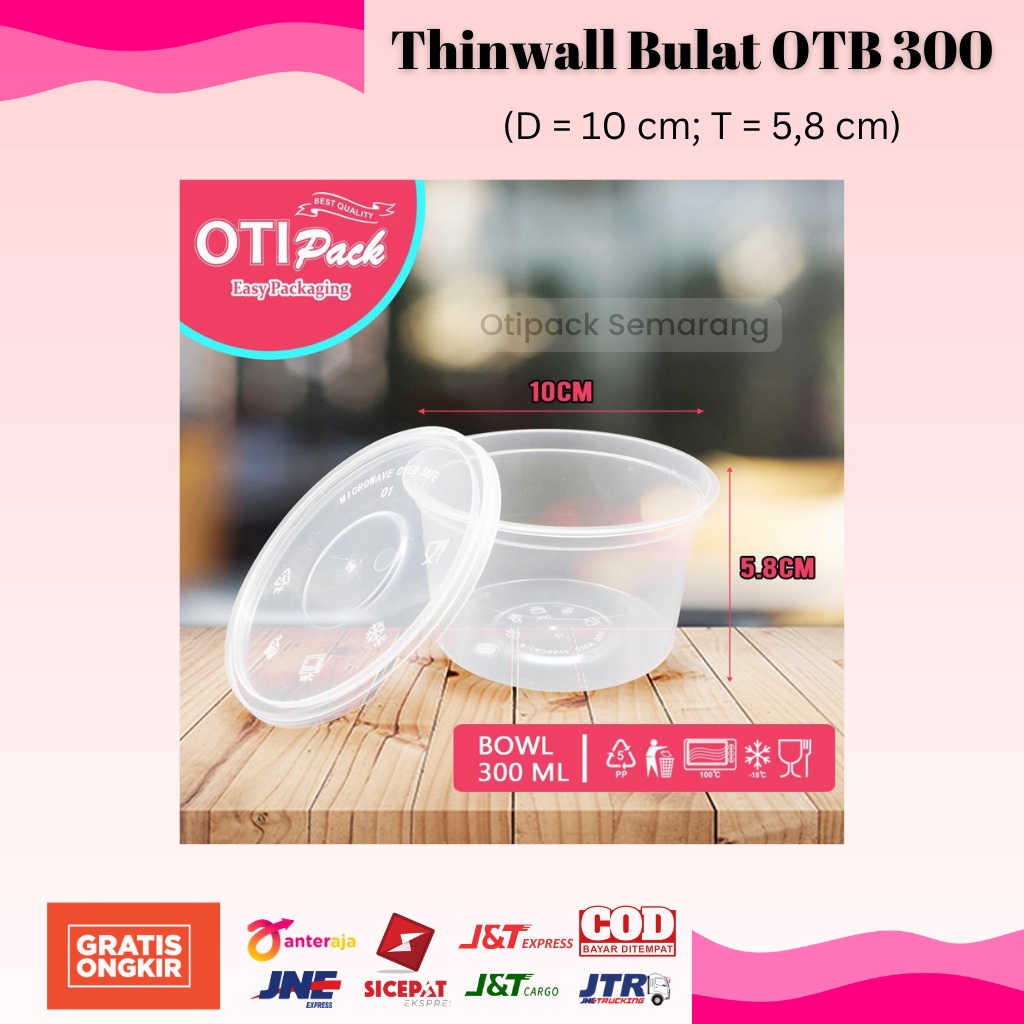 Thinwall Bulat 300 ml Food Container Perlengkapan Dapur Set Plastik Otipack Thinwall Murah Serbaguna