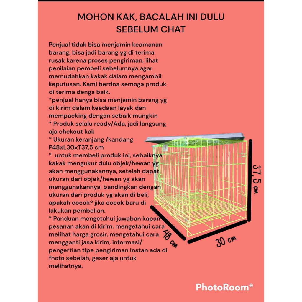 Kandang Kucing Ukuran P= 48cm L= 30cm T= 37,5cm