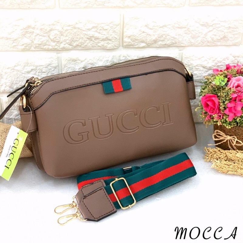 TAS SLEMPANG GHUCHI ELEGANO 2 RUANG WANITA EMBOSS SUPER MOBILE
