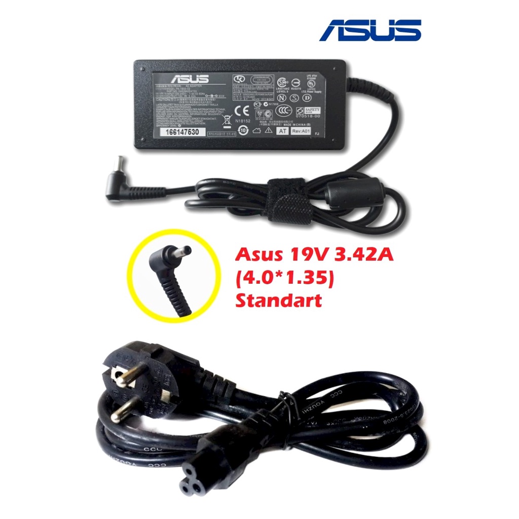 ORIGINAL ADAPTOR ASUS 19V 3.42A (4.0x1.35MM) A456 A456U A456UR A456UQ A407 A407M A407MA A407U A407UA