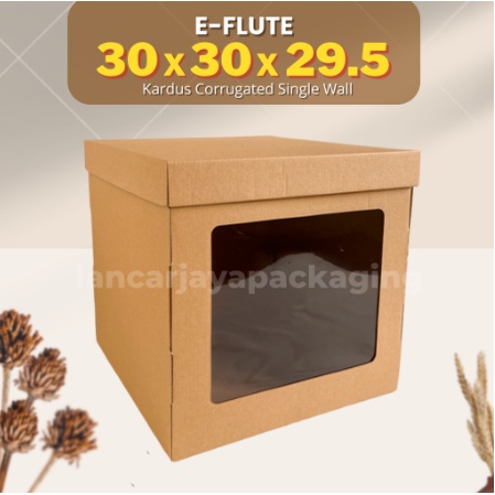 

[5 lembar} E-FLUTE Kotak Kue Tart Dus Cake Pudding Tower Bucket Hampers Kardus Corrugated 30x30x29.5 cm P34