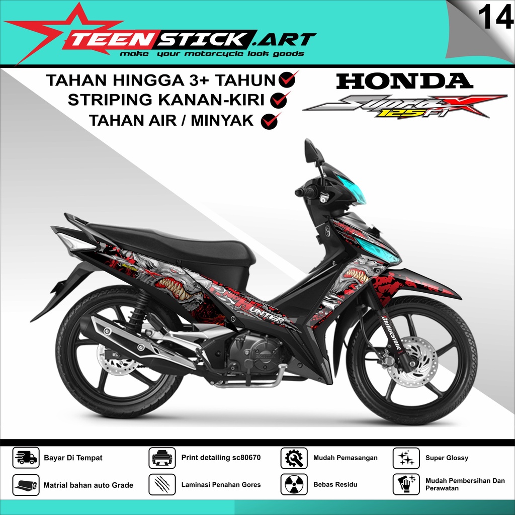 Striping SUPRA X 125 FI- Striping  Variasi  Hologram Chrome Vynil UV Transparant HONDA SUPRA X 125 F