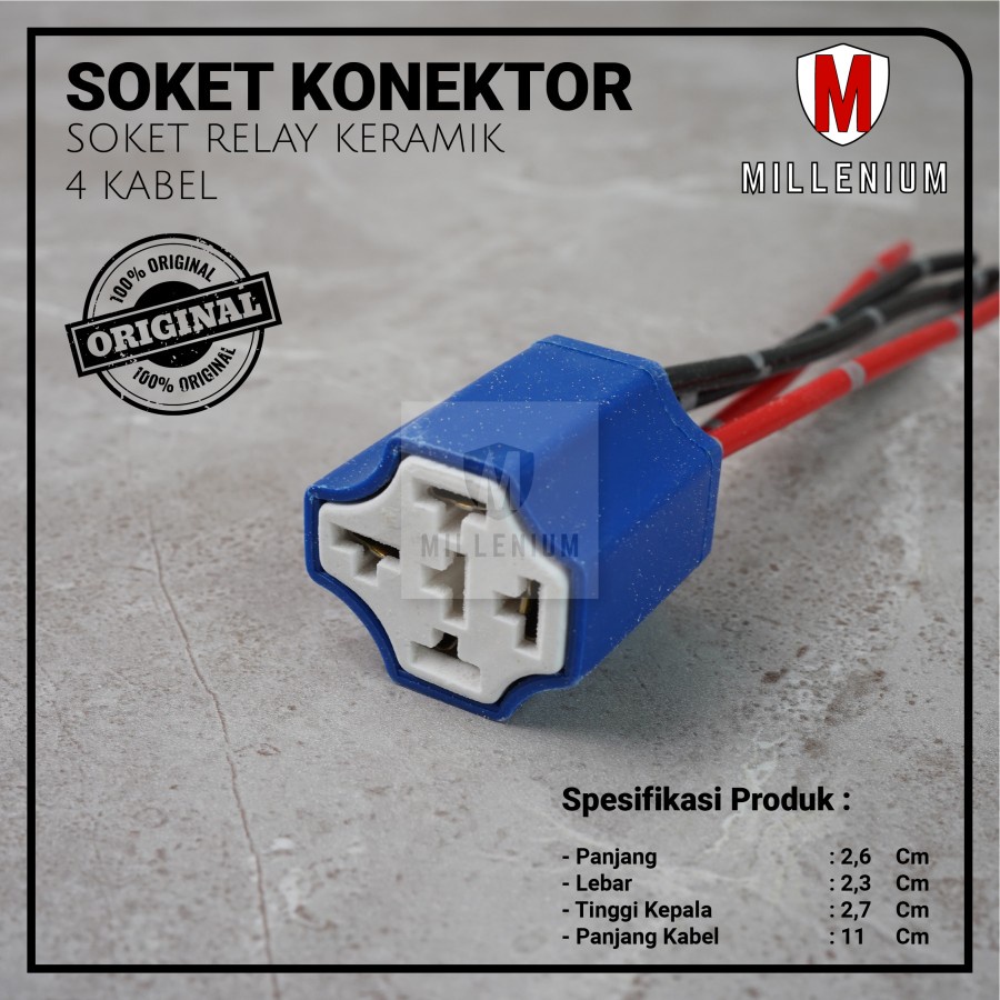 SOCKET CABLE RELAY CERAMIC - SOKET RELAY KLAKSON &amp; LAMPU KAKI 4 KABEL BAHAN KERAMIK
