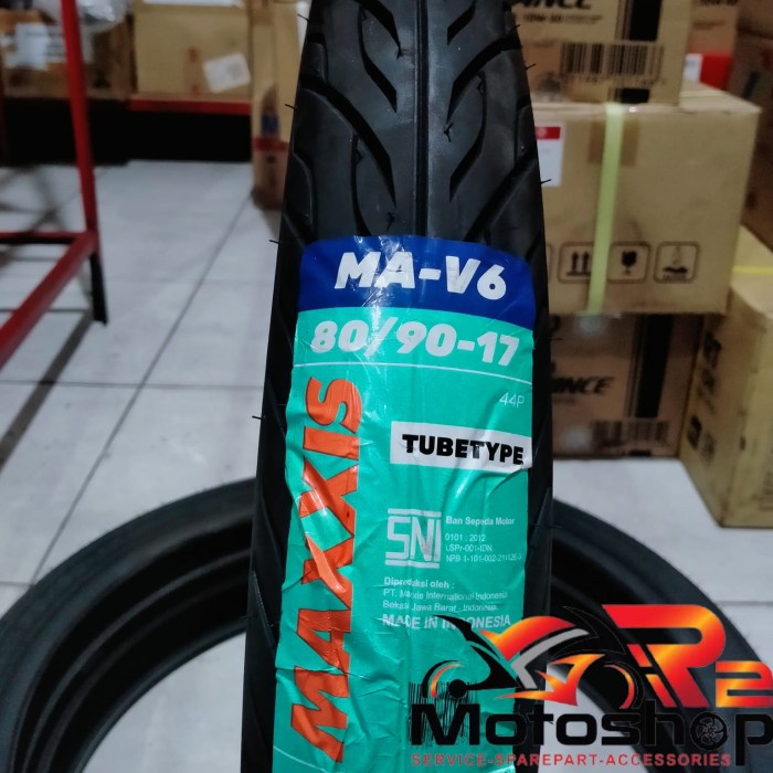 

BAN LUAR 80/90-17 BAN RING 17 MAXXIS MA-V6 TUBETYPE/ BAN DALAM MAXXIS