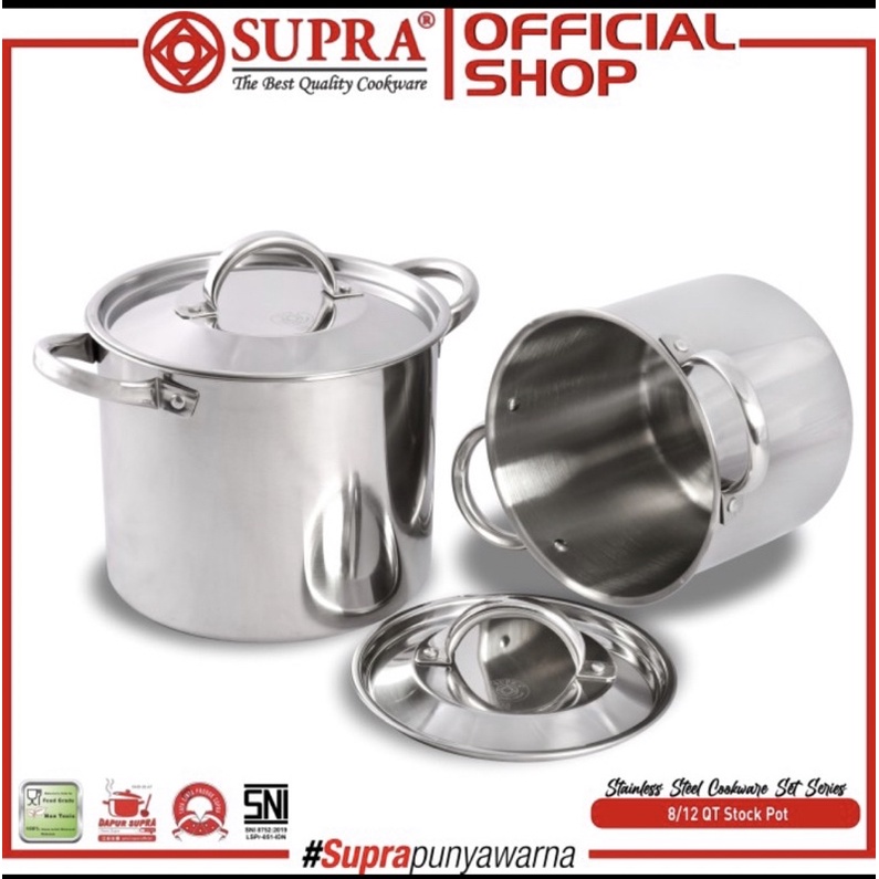 Panci stock pot Stainless | Panci tinggi Stock Pot Supra (8/12Qt)