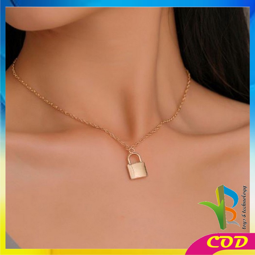 RB-K57 K58 Korean Fashion Kalung Gembok Kunci Retro Kalung Rantai Wanita Lapis Emas Liontin Simple / Lock Key Wanita Pria Retro / Kalung Kunci Multi Layer