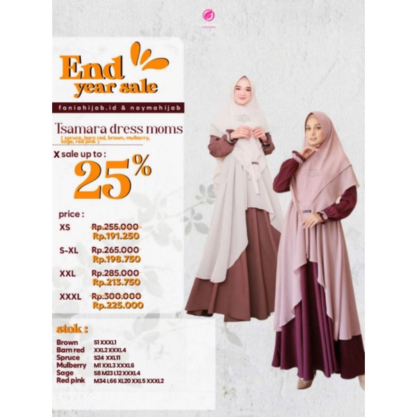 DISCOUNT/TSAMARA SERIES / GAMIS MOM / SARIMBIT 2022/ BY FANIA HIJAB