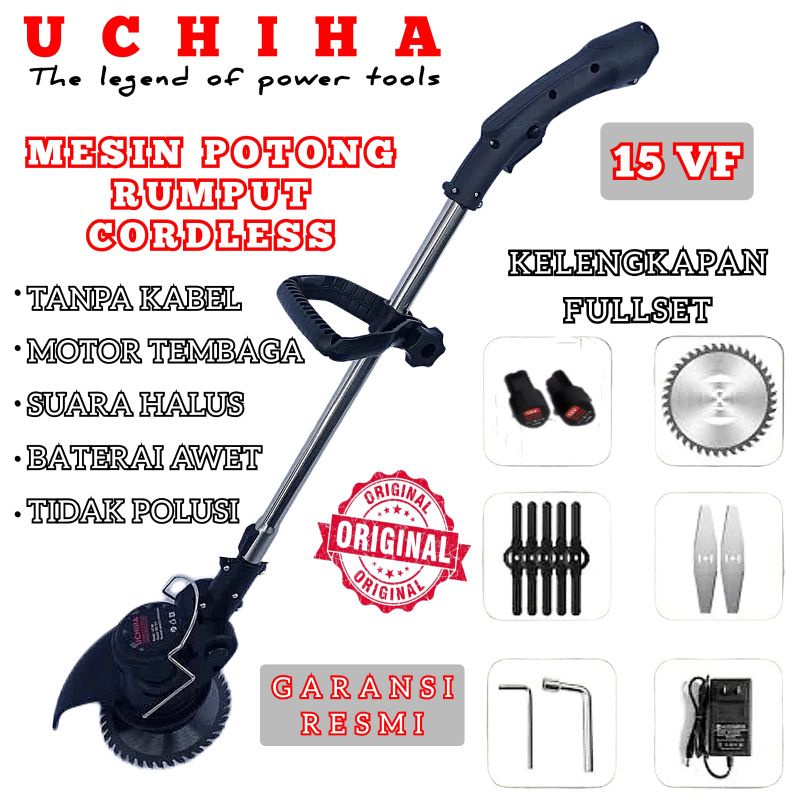 Mesin Potong rumput BATERAI 15 VOLT UCHIHA JAPAN Technologi full bonus