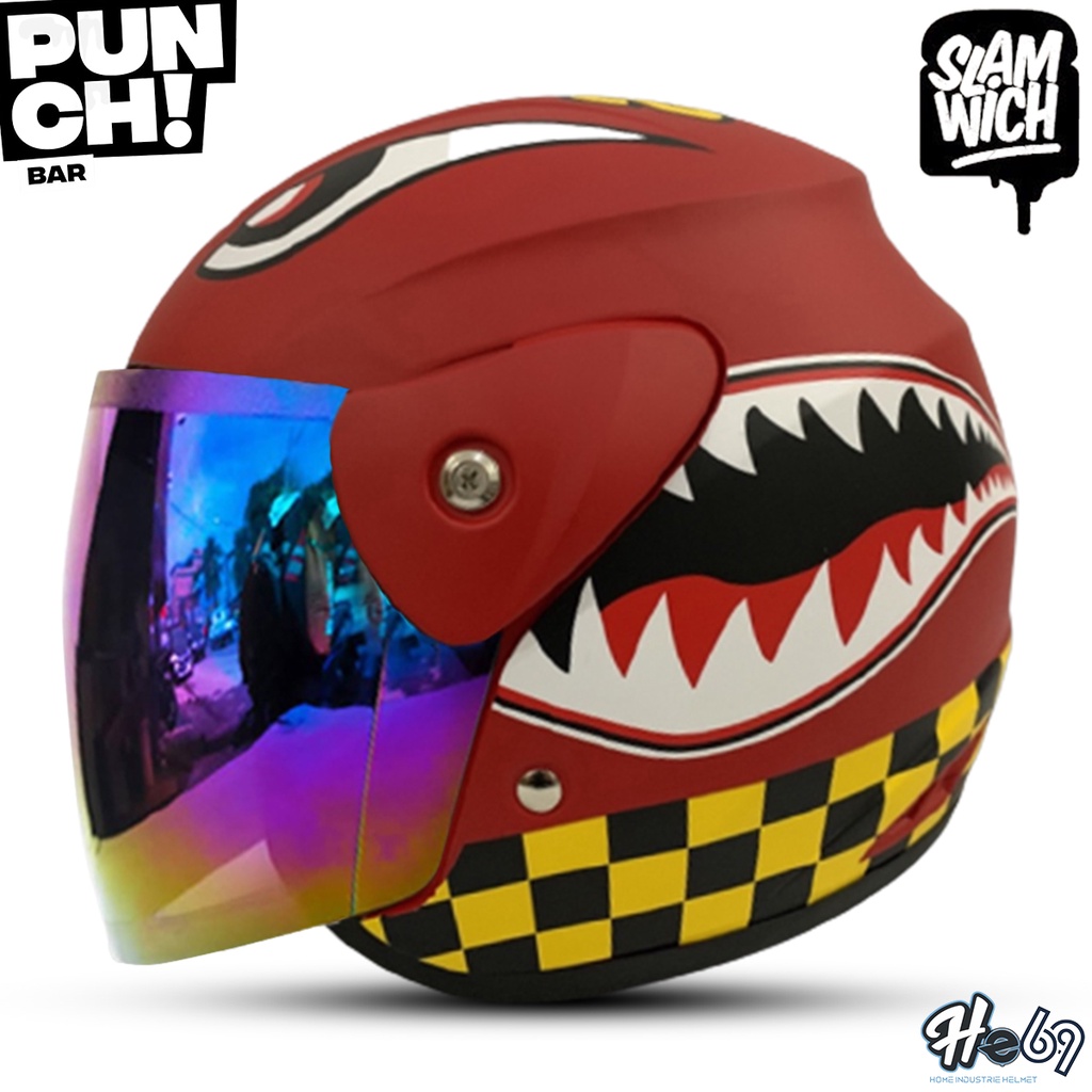 Helm Half Face Evolution Seperti Helm GM ORIGINAL Motif Shark SNI COD