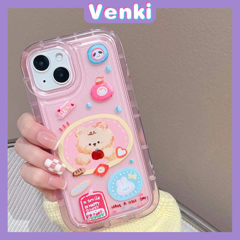 Case For iPhone 14 Pro Max TPU Soft Jelly Airbag Clear Pink Case Cute Bear Camera Protection Shockproof For iPhone 14 13 12 11 Plus Pro Max 7 Plus X XR