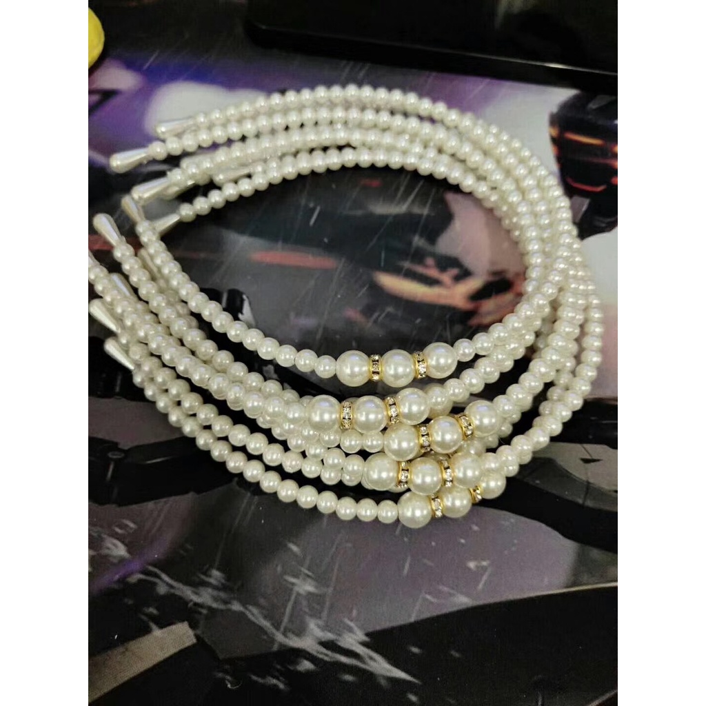 Bando Mutiara Korea Headband Wanita Aksesoris Rambut Pearl - SH2002